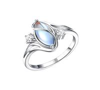 Bague Fantaisie Femme Bague ovale individuelle tendance incrustée de zircons, bijou exquis pour un usage quotidien ou pour offrir (Light Blue, 9)
