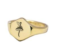 Bague féerique hexagonale | Argent sterling 925 plaqué or | Bijou cadeau, chevalière style vintage, bijou hypoallergénique fait main | LK_PDR_01710_6.5