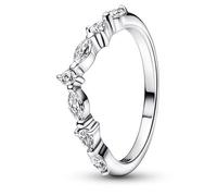 Pandora Timeless Bague Vœu Alternance Scintillante en argent sterling avec zircones cubiques transparentes, taille 56