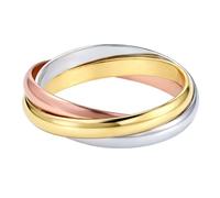 Bague Femme 3 Anneaux Entrelacés en Plaqué Or 18 Carats - Alliance Tricolore Or Jaune, Rose et Blanc - Anneaux Mobiles 3mm Design Intemporel - Tailles 48 à 68 - Bijou Poinçonné Idée Cadeau Prestige