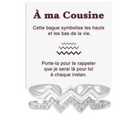 Bague Femme À ma Cousine pour Cousines Femmes Jeunes en Argent Sterling 925 Inspirante et d’Encouragement Hauts et Bas Réglable - Coffret avec DÉDICACE inclus (Bague Cousine Hauts et Bas)