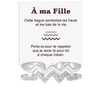 Bague Femme À Ma Fille pour Filles Femmes Jeunes en Argent Sterling 925 Inspirante et Encouragement Hauts et Bas Réglable - Coffret avec DÉDICACE inclus (Bague Fille Hauts et Bas)