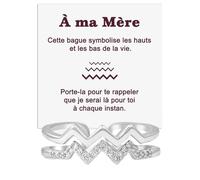 Bague Femme À ma Maman pour Femmes Filles Mamans en Argent Sterling 925 Inspirante et d’Encouragement Hauts et Bas Réglable - Coffret avec DÉDICACE inclus (Bague Maman Hauts et Bas)