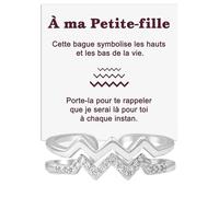 Bague Femme À Ma Petite-Fille pour Petites-Filles Femmes Jeunes en Argent Sterling 925 Inspirante et d’Encouragement Hauts et Bas Réglable - Coffret avec DÉDICACE inclus (Bague Nièce Hauts et Bas)