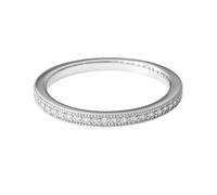 Bague Femme Alliance Éternité Argent 925 Rhodié - Anneau Fin Pavé d’Oxydes de Zirconium - Bijou Élégant et Intemporel 58