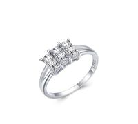 Bague Femme, Alliance Mariage Femme Argent Style Élégant avec Zircone Rectangulaire Argent 925 Taille 54