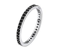 Bague Femme Argent 925 Strasse Anneau Zirconium Fine Chaine Doigt Fille Zircone Pierre Cristal Mignon Silver Ring Entourne Largeur 2mm Zironc Noir-Tourné 62 Cadeau Noël Fête des Mères Saint Valentin