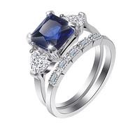 Bague Femme Argent Pour les femmes bague bijoux bleu Zircon engagé lumineuse mode bijoux anneaux ronds