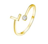 Bague Femme Argentbagues Initiales Pour Femmes Empilables En Oxyde De Zirconium Avec Lettres Initiales Incrustées De Cristaux Plaquées Or 14 Carats Ouvertes Et Réglables Pour Le Pouce Bijoux Cade