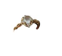 Bague Femme,Bague Bague rétro en or avec pierre de lune et diamant, anneau empilable torsadé, ouverture réglable, conception unique, pierre de meulage faite à la main, roman créatif tressé, bague à br