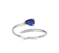 Bague Femme Bague Homme Bleu Argent Sterling 925 1mm Zircone Cubique Conception D'Ouverture Décalée avec Zircon Taille pour Épouse
