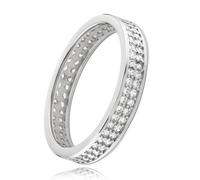 Bague Femme Balia Zircone Double Rangée Or Blanc Taille 60 Bgr021w60