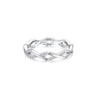 Bague Femme Boheme, Alliance Argent Massif Argent Croix Creuse Simple avec Rond Blanc Oxyde de Zirconium Taille 49