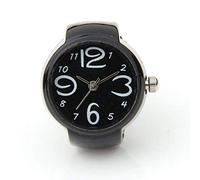 Bague femme créative bague montre romantique petite amie préférée dames élégantes bague cadeau fille, périmètre de doigt 4,8-6 cm, sangle élastique, réglable, noir portable et utile Pratique