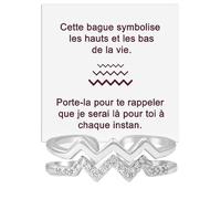 Bague Femme en Argent Sterling 925 Bague épouse fille maman amie Motivationnelle Inspirante Hauts et Bas Taille Réglable - Coffret avec DÉDICACE inclus (Bague Femme Hauts et Bas)