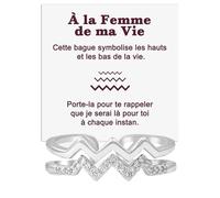 Bague Femme en Argent Sterling 925 pour Épouses, Fiancées, Jeunes Femmes - Inspirante et d’Encouragement Hauts et Bas Réglable - Coffret avec DÉDICACE inclus (Bague Femme de ma vie Hauts et Bas)