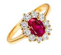 Bague Femme en Plaqué Or 18 Carats - Solitaire Entourage Oxyde de Zirconium Ovale et Brillants Ronds - Design Marquise Chic et Luxueux - Tailles 48 à 68 - Bijou Poinçonné - Idée Cadeau Prestige