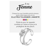 Bague Femme Épouse pour Femmes et Fiancées en Argent Sterling 925 Inspirante et d’Encouragement, Contre l’Anxiété Réglable - Coffret avec DÉDICACE inclus (Bague Femme Anxiété 1)
