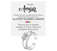 Bague Femme Épouse pour Femmes et Fiancées en Argent Sterling 925 Inspirante et d’Encouragement, Contre l’Anxiété Réglable - Coffret avec DÉDICACE inclus (Bague Femme Anxiété)