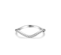 Bague Femme Fiançailles, Alliance Large Femme Argent Vague en Forme de V avec Rond Blanc Oxyde de Zirconium Argent 925 Taille 49