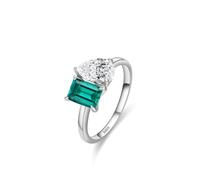 Bague Femme Mariage, Bague Femme Index Argent Double Zircon Argent 925 Taille 51.5