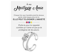 Bague Femme Meilleure Amie pour Amies Femmes Filles en Argent Sterling 925 Inspirante et d’Encouragement, Contre l’Anxiété Réglable - Coffret avec DÉDICACE inclus (Bague Meilleure Anxiété)