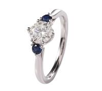 Bague Femme Moderne Alliance Taille 50 Or Blanc 14 Carats Moissanite avec 3 Pierres Rondes en Moissanite Mère pour Sœur Saint-Valentin Bijoux