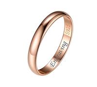 Bague Femme Or Rose Argent Fine 57 3 mm Petit Mini Anneau Pouce Grave Alliance Bagues Fille 925 Sterling Bijou Fiancaille Cadeau Couple Fetes des Meres