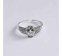 Bague Femme Ouverte en Argent 925 Sterling,La Mode Vintage Chouette Personnalité Forme Animale pour Cadeau De Noël Lady Style Étudiant Bijoux Parti