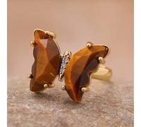 Bague Femme Papillon Pierre Bohême Mia Masun Cristal Rose Or Jaune Bague Ajustable Bijou Cadeau,oeil Du Tigre,17