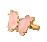 Bague Femme Papillon Pierre Bohême Mia Masun Cristal Rose Or Jaune Bague Ajustable Bijou Cadeau,Quartz Rose,17