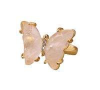 Bague Femme Papillon Pierre Bohême Mia Masun Cristal Rose Or Jaune Bague Ajustable Bijou Cadeau,Quartz Blanc,17