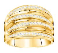 Bague femme Plaqué Or 18 carats | Design large pavé d’oxydes de zirconium | Bijou doré élégant et lumineux