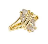 Bague Femme Plaqué Or 18 Carats & Oxyde de Zirconium - Pierre Taille Marquise - Bague Élégante et Brillante - Bijou Chic Cadeau Noël Anniversaire Saint Valentin