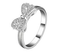 Bague Femme Reglable Bague creuse de style pour femme, bijoux étincelants, de promesse tendance, ouverte tendance (Silver, D)