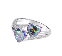 Bague Femme Reglable Bagues mignonnes pour femmes en argent avec ruban en zircone cubique, mini nœud papillon, bagues de promesse de mariage, fiançailles plaquées, mariage empilables ( Multicolour, C)