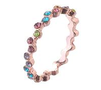 Bague Femme Reglable La populaire bague en de couleur ondulée Lady Rainbow coloré Bijoux de doigt colorés (Gold, 9)