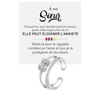 Bague Femme Sœur pour Sœurs Femmes Filles en Argent Sterling 925 Inspirante et d’Encouragement, Contre l’Anxiété Réglable - Coffret avec DÉDICACE inclus (Bague Sœur Anxiété)