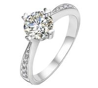 Bague Femme Unique Anneaux Argentes Or Blanc 18 Carats Moissanite Coeur avec Pierre Précieuse Taille Épouse pour Sœur Anniversary Bijoux