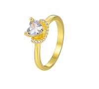 Bague Femme Unique Bague Femme en Or Jaune 18K Au750 Moissanite Cœur Taille Épouse pour Tante Mariage Bijoux