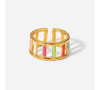 Bague Femmes Acier Inoxydable Anneaux Plaqués Or Coloré Huile Dégoulinant Lumière Luxe Hip Hop 18K Plaqué Or Anneau d’Ouverture Cadeau