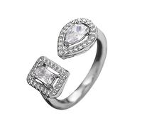 Bague Femmes Frontière E Commerce Exportation Bijoux Exquis Géométrique Goutte D'eau Carré Zircon Anneau Ouvert Lumière Anneau De Luxe (H, One Size)