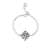 Bague fendue en argent sterling avec pierre Mosang sirène pour femme, Métal