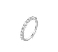 Bague Fiancaille Femme, Bague Alliance Argent Réglage du Canal avec Rond Blanc Oxyde de Zirconium Argent 925 Taille 59