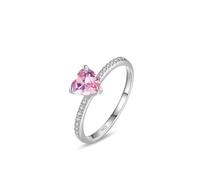Bague Fiancaille Femme, Bague Argent Femme Solitaire d'amour Rose Argent 925 Taille 56.5