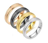 Bague Fiancaille Homme, Bague de 4MM Gold Matte Fini en Acier Inoxydable pour Homme Femme Or, Taille 66.5