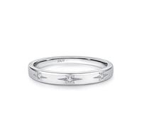 Bague Fiançailles Femme Argent 925, Bague Alliance Argent Étoile À Six Branches avec Rond Blanc Oxyde de Zirconium Taille 49