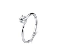 Bague Fiançailles Femme Argent, Bague Femme Boheme Solitaire Simple À Six Griffes Argent 925 Taille 56.5