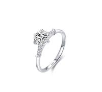 Bague Fiançailles Femme Argent, Bague Femme Index Solitaire Simple À Six Griffes Argent 925 Taille 54