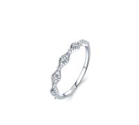 Bague Fiançailles Femme Simple, Bague Femme Vintage Argent Creux en Forme de Diamant Micro-Pavé avec Rond Blanc Oxyde de Zirconium Argent 925 Taille 59
